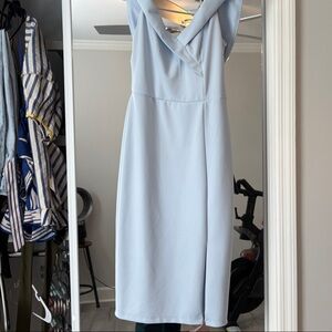 Off-Shoulder baby blue Midi Bodycon Dress